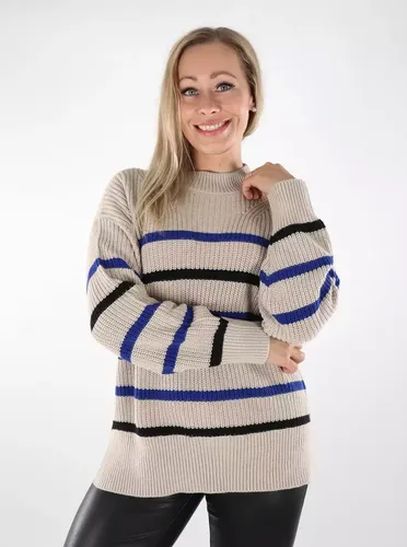 Damen Baumwollpullover Streifen chateau grau/surf - JDY - Modalova