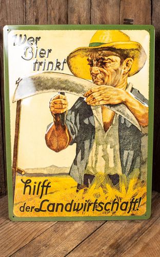 Blechschild 30 x 40cm Wer Bier trinkt hilft der Landwirtschaft - Nostalgic Art - Modalova