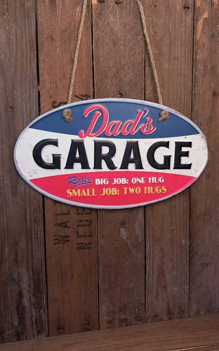 Vintage Hängeblechschild - Dad's Garage, 17 x 30 cm - Rockabilly Rules (DACH) - Modalova