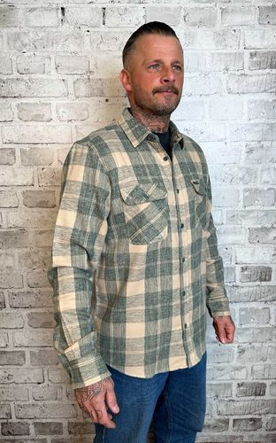 Flanellhemd Bowery Stretch trekking green oatmilk #M - Brixton - Modalova