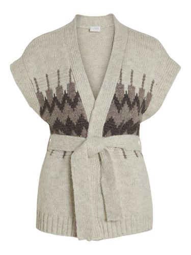 Patterned Belted Knitted Vest - Vila - Modalova