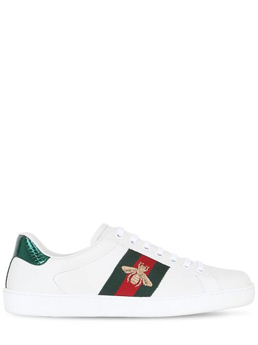 Ledersneakers Mit Gewebe "new Ace Bee" - GUCCI - Modalova