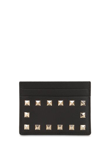 Rockstud Embellished Leather Card Holder - VALENTINO GARAVANI - Modalova