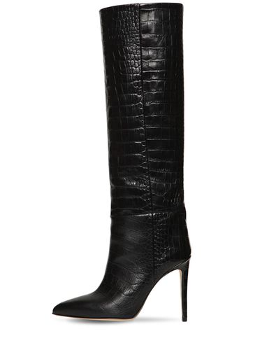 Mm Croc Embossed Leather Tall Boots - PARIS TEXAS - Modalova