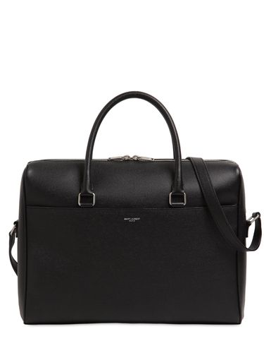 Grained Leather Briefcase - SAINT LAURENT - Modalova