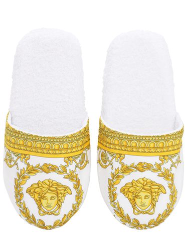 Barocco & Robe Cotton Slippers - VERSACE - Modalova