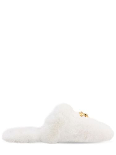 Medusa Faux Fur Slippers - VERSACE - Modalova