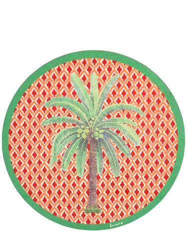 Hima Palm Lacquered Cork Round Placemat - LISA CORTI - Modalova