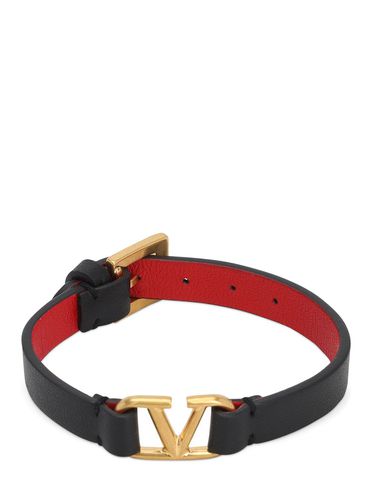 V Logo Leather Belt Bracelet - VALENTINO GARAVANI - Modalova