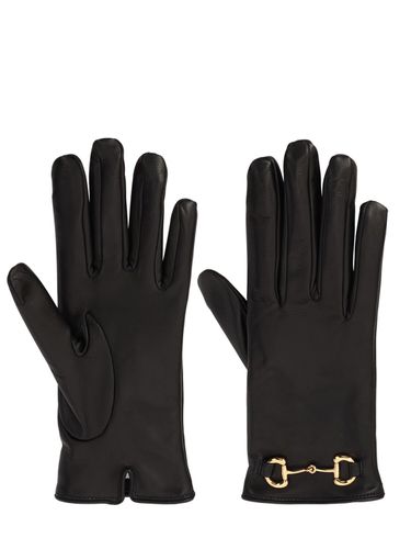 Leather Gloves W/ Horsebit - GUCCI - Modalova