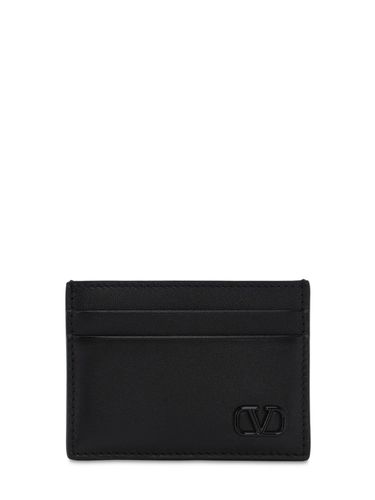 Metal Logo & Leather Card Holder - VALENTINO GARAVANI - Modalova