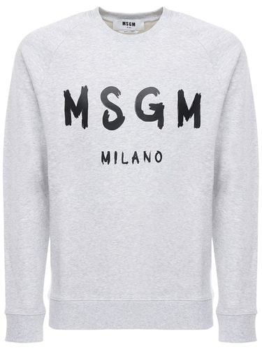 Logo Print French Terry Sweatshirt - MSGM - Modalova