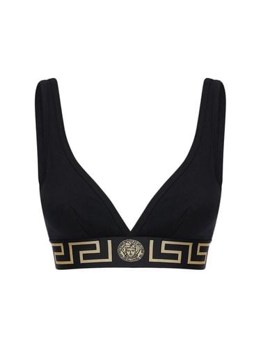 Greca Stretch Cotton Bra - VERSACE - Modalova