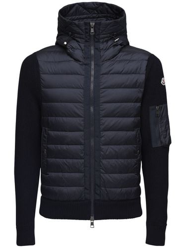 Wool Blend Tricot Down Jacket - MONCLER - Modalova