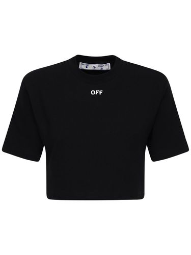 Off Cotton Blend Jersey T-shirt - OFF-WHITE - Modalova