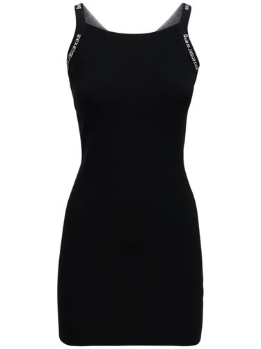 Fitted Stretch Mini Dress W/ Logo Straps - ALEXANDER WANG - Modalova