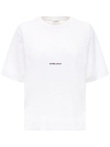 Loose Logo Print Cotton Jersey T-shirt - SAINT LAURENT - Modalova