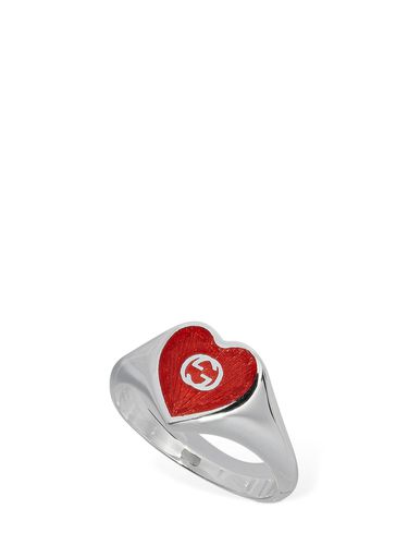 Interlocking G Heart Enamel Ring - GUCCI - Modalova