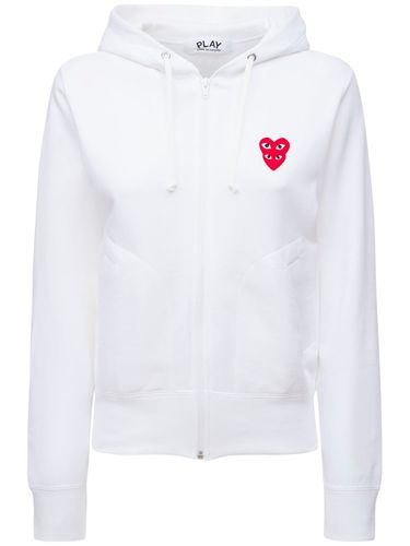 Logo Cotton Jersey Zip Sweatshirt Hoodie - COMME DES GARÇONS PLAY - Modalova