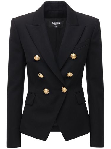 Grain De Poudre Double Breasted Blazer - BALMAIN - Modalova