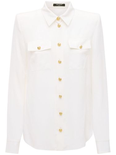 Buttoned Sheer Silk Crêpe De Chine Shirt - BALMAIN - Modalova