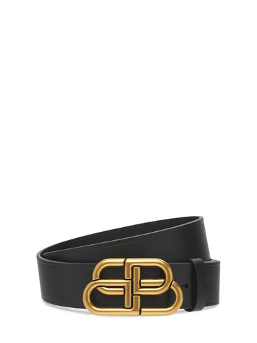 Cm Bb Buckle Leather Belt - BALENCIAGA - Modalova