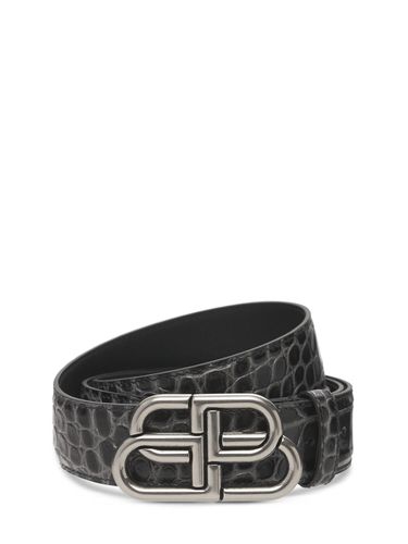 Cm Bb Logo Croc Embossed Leather Belt - BALENCIAGA - Modalova