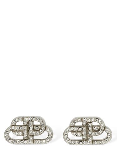 Bb Xs Mini Logo Stud Crystal Earrings - BALENCIAGA - Modalova