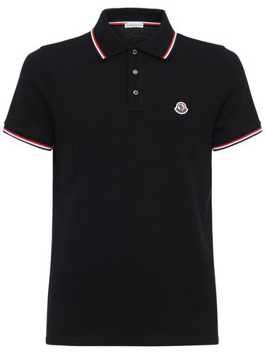 Cotton Piquet Polo Shirt - MONCLER - Modalova