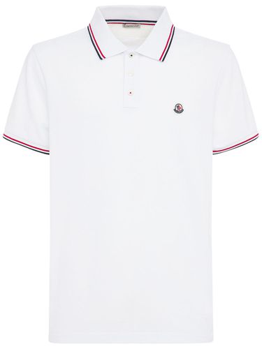 Cotton Piquet Polo Shirt - MONCLER - Modalova