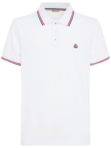 Cotton Piquet Polo Shirt - MONCLER - Modalova