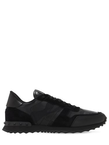 Rock Runner Leather & Canvas Sneakers - VALENTINO GARAVANI - Modalova