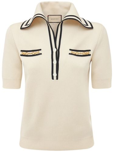 Logo Wool Jacquard Polo Shirt - GUCCI - Modalova