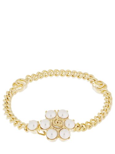 Gg Marmont & Faux Pearl Chain Bracelet - GUCCI - Modalova