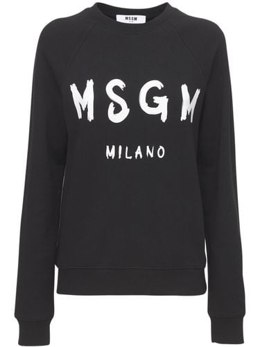 Logo Printed Cotton Sweatshirt - MSGM - Modalova