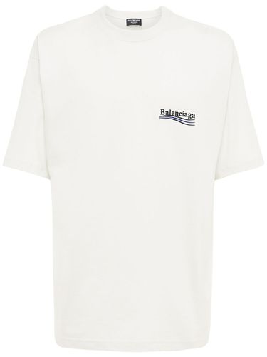 Political Logo Cotton Jersey T-shirt - BALENCIAGA - Modalova