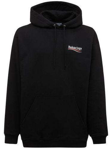 Political Logo Cotton Sweatshirt Hoodie - BALENCIAGA - Modalova