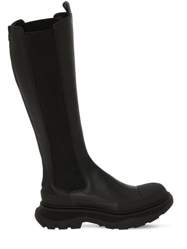 Mm Tread Slick Leather Tall Boots - ALEXANDER MCQUEEN - Modalova