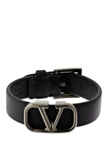 V Logo Leather Belt Bracelet - VALENTINO GARAVANI - Modalova