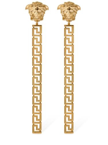 Greek Motif & Medusa Pendant Earrings - VERSACE - Modalova