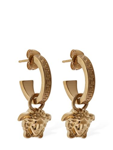 Medusa Charm & Greca Motif Hoop Earrings - VERSACE - Modalova