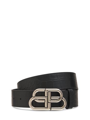 Logo Leather Belt W/ Logo Buckle - BALENCIAGA - Modalova