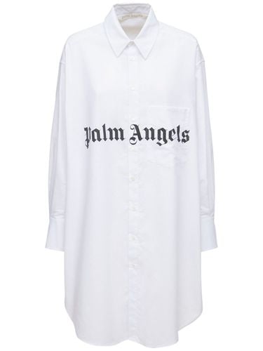 Logo Cotton Blend Poplin Shirt Dress - PALM ANGELS - Modalova