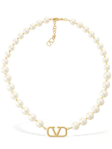 V Logo Signature Faux Pearl Necklace - VALENTINO GARAVANI - Modalova