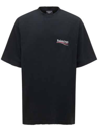 Camiseta De Algodón Con Logo - BALENCIAGA - Modalova