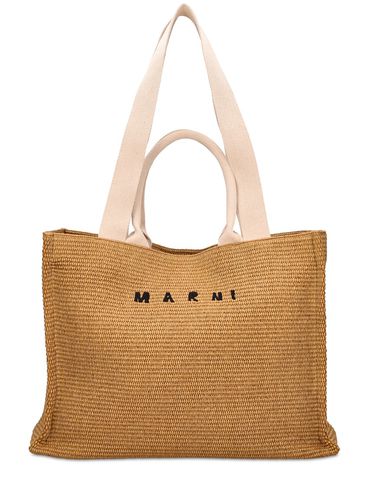 Large Logo Raffia Effect Tote Bag - MARNI - Modalova