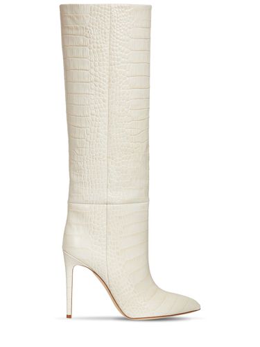 Mm Croc Embossed Leather Tall Boots - PARIS TEXAS - Modalova