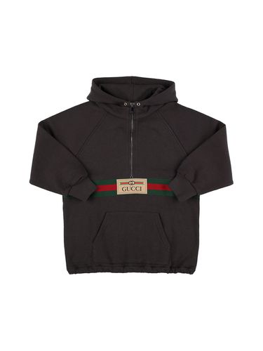 Sudadera De Algodón Con Tribanda Y Capucha - GUCCI - Modalova