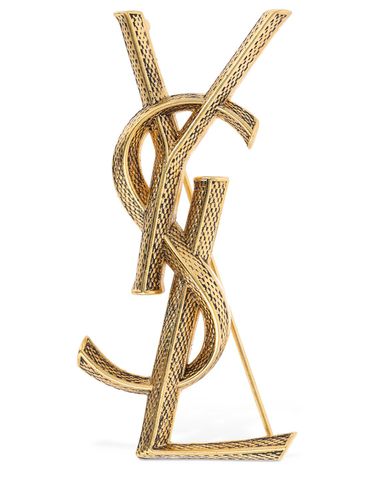 Ysl Textured Brooch - SAINT LAURENT - Modalova