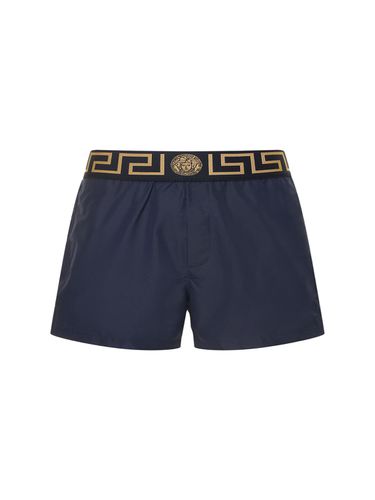 Monogram Waistband Tech Swim Shorts - VERSACE - Modalova